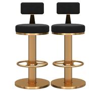 Set di 2 sgabelli da bar robusti con schienale basso girevole a 360°, poggiapiedi regolabile in altezza e base in metallo, ideali per isola cucina e zona pranzo (nero, 65-80 cm (25,6-31,5'')