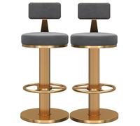 Set di 2 sgabelli da bar robusti con schienale basso girevole a 360°, poggiapiedi regolabile in altezza e base in metallo, ideali per isola cucina e zona pranzo (grigio, 65-80 cm (25,6-31,5'