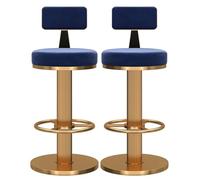Set di 2 sgabelli da bar robusti con schienale basso girevole a 360°, poggiapiedi regolabile in altezza e base in metallo, ideali per isola cucina e zona pranzo (blu, 65-80 cm (25,6-31,5'')