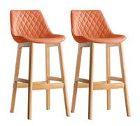 Set di 2 sgabelli da bar rustici in legno massello, sgabelli da bancone con seduta imbottita in ecopelle per cucina e sala da pranzo, eleganti e confortevoli