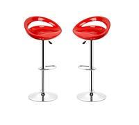 Set di 2 sgabelli da bar, seduta in plastica ABS alta con supporto lombare e poggiapiedi, design moderno rosso, perfetto per cucina, sala da pranzo o bar di casa, 43 x 43 x 26 cm