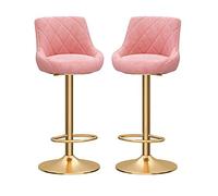 Set di 2 sgabelli da bar, sgabelli da bar per la colazione, sedia da pranzo | Seduta con cuscino in flanella con schienale, bancone della cucina della sala bar del pub Pink,One Size