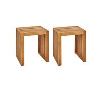 Beliani Set di 2 sgabelli moderni rustici da giardino in legno d'acacia