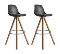 Set di 2 sgabelli scandinavi TOBIAS neri con cuscino