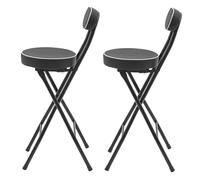 Set Di 2 Sgabello Alto Pieghevole, Seggiolone Da Cucina Pieghevole Compatto Con Schienale, Sedie Alte Da Bar, Seduta Altezza 55 60 65 70 75cm, Capacità Di Carico 150KG, Nero/Bianco(Black,H65cm)