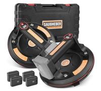 Set di 2 sollevatori a ventosa con 4 batterie | per Heavy Duty | sollevatore a vuoto elettrico da 8" | portata 300 kg | aspirazione automatica aspiratore in vetro per il trasporto di piastrelle,