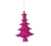 Set di 2 sospensioni con albero glitterato, colore: fucsia, altezza 13,5 cm