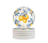Set di 2 sottobicchieri a forma di limoni con frutta estiva, assorbenti, in diatomite, ad asciugatura rapida, per bevande, tazze rotonde per tavolo, bar, decorazione per la casa