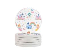 Set di 2 sottobicchieri a tema principessa dei cartoni animati, in diatomite, assorbenti, ad asciugatura rapida, per bevande, tazze rotonde per tavolo, bar, decorazione per la casa