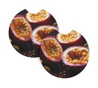 Set di 2 sottobicchieri BROLEO Delicious con stampa di frutto della passione, inodore, per tutti i portabicchieri standard, perfetti per auto, camion, SUV, 6,9 cm