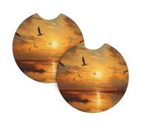 Set di 2 sottobicchieri BROLEO Migratory Birds Before Sunset con stampa inodore per tutti i portabicchieri standard, perfetti per auto, camion, SUV -6,9 cm