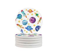 Set di 2 sottobicchieri colorati a forma di nave spaziale, assorbenti, in diatomite, ad asciugatura rapida, per bevande, tazze rotonde per tavolo, bar, decorazione per la casa