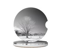 Set di 2 sottobicchieri in ceramica con stampa di albero di salice adatto per accessori interni auto