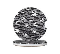Set di 2 sottobicchieri in ceramica con stampa di pipistrelli di Halloween grigi, adatti per accessori interni auto