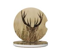 Set di 2 sottobicchieri in ceramica stampata con cervo dalla coda bianca, set di sottobicchieri per auto adatto per accessori interni auto