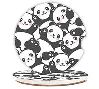Set di 2 sottobicchieri per auto a forma di panda per donne/uomini, per mantenere i portabicchieri puliti e asciutti, divertenti animali bevande. Sottobicchieri per auto con una tacca a dito 6,5 cm