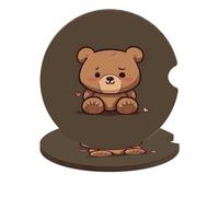 Set di 2 sottobicchieri per auto con orso carino, 2,6 pollici, antiscivolo, universali, sottobicchieri, portabicchieri per auto, set di accessori per interni dell'auto, unisex