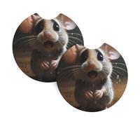 Set di 2 sottobicchieri per auto con stampa di topolino BROLEO Crying Little Mouse, inodore, per tutti i portabicchieri standard, perfetti per auto, camion, SUV, 6,9 cm