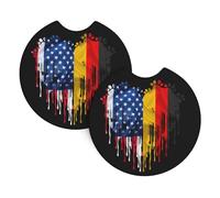 Set Di 2 Sottobicchieri Per Auto Germany America Hearts German Flag Sottobicchieri Per Portabicchieri Per Auto Universali Resistenti Tappetini Antiurto, Per Camion, Uomo, Casa, 6.9cm