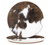 Set di 2 sottobicchieri per auto in pelle bovina per donne e ragazze, design carino per mantenere i portabicchieri puliti e asciutti, portabicchieri con una tacca per le dita, 6,5 cm