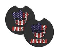 Set Di 2 Sottobicchieri Per Auto King Skull America Flag Sottobicchieri Per Portabicchieri Per Auto Impermeabili Isolanti Termici Tappetino Per Tazze Da Tè, Per Casa, Uomo, Veicolo, 6.9cm
