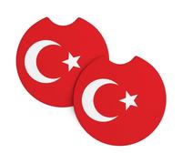Set di 2 sottobicchieri per auto, motivo: bandiera della Turchia, inodore, per tutti i portabicchieri standard, perfetti per auto, camion, SUV, 6,9 cm