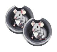 Set di 2 sottobicchieri per auto, motivo: topolino XBKGOHA nella buca, inodore, per tutti i portabicchieri standard, perfetti per auto, camion, SUV da 6,9 cm
