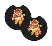 Set di 2 sottobicchieri per auto, motivo: YYHWHJDE Lion Dance With A Long History stampe, inodore, per tutti i portabicchieri standard, perfetti per auto, camion, SUV, 6,9 cm