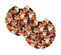 Set di 2 sottobicchieri per auto, motivo: YYHWHJDE lots of cartoon little foxes, inodore, per tutti i portabicchieri standard, perfetti per auto, camion, SUV, 6,9 cm