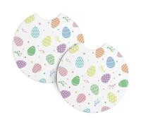 Set Di 2 Sottobicchieri Per Auto Pastel Colors Eggs Sottobicchieri Per Portabicchieri Per Auto Impermeabili Riutilizzabili Tappetini Antiurto, Per Veicolo, Suv, Tavolo, 6.9cm