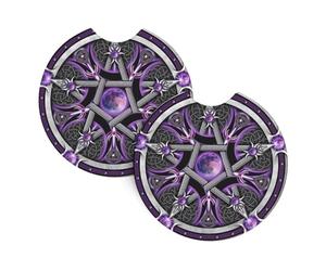 Set Di 2 Sottobicchieri Per Auto Purple Wicca Wiccan Sottobicchieri Per Portabicchieri Per Auto Resistenti Universali Tappetino Per Bicchieri, Per Donna, Casa, Ristorante, 6.9cm