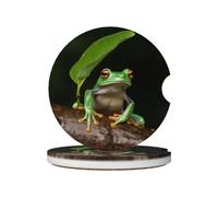 Set di 2 sottobicchieri per auto, tappetini in ceramica con stampa Peace Tree Frog, sottobicchieri con inserto, accessori per interni auto