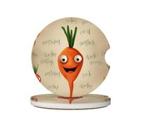 Set di 2 sottobicchieri per auto, tappetini in ceramica stampati con motivo a carota felice, sottobicchieri con inserto, accessori per interni auto