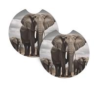 Set di 2 sottobicchieri per auto, universali, antiscivolo, per donne e uomini, con elefante africano, con una tacca per le dita, per la maggior parte degli interni dell'auto