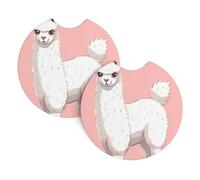 Set di 2 sottobicchieri per auto, universali, antiscivolo, per donne e uomini, con lama in alpaca bianca, con una tacca per le dita, per la maggior parte degli interni dell'auto
