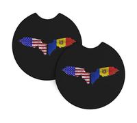 Set Di 2 Sottobicchieri Per Auto Wing America Moldova Moldavian Flag Sottobicchieri Da Caffè Isolanti Termici Impermeabili Tappetino Per Birra Bottiglie, Per Ufficio, Tavolo, Camion, 6.9cm