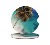 Set di 2 sottobicchieri per portabicchieri per auto, Isole dei Caraibi, in ceramica, con stampa, accessori per interni dell'auto