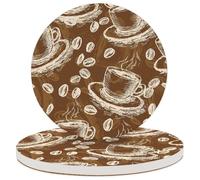 Set di 2 sottobicchieri rotondi in ceramica con base in sughero, sottobicchieri assorbenti per tavolino da caffè, decorazione per la casa