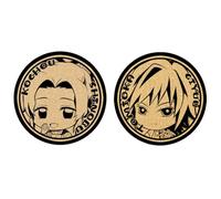 Set di 2 sottobicchieri rotondi in sughero, motivo anime Kochou Shinobu/Tomioka Giyuu, per bevande, caffè, antiscivolo, resistenti al calore, per ristorante, casa, ufficio