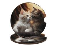 Set di 2 sottobicchieri universali antiscivolo per auto, con scritta "Cat Kiss", 6,6 cm, accessori per interni dell'auto, unisex