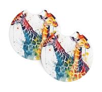 Set di 2 sottobicchieri universali per auto, antiscivolo, per donne e uomini, bella giraffa, con una tacca per le dita, per la maggior parte degli interni dell'auto