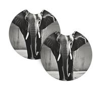Set di 2 sottobicchieri universali per auto, antiscivolo, per donne e uomini, con elefante bianco e nero, con una tacca per le dita, per la maggior parte degli interni dell'auto