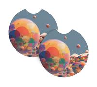 Set di 2 sottobicchieri XBKGOHA A Colorful Bubble World, inodore, per tutti i portabicchieri standard, perfetti per auto, camion, SUV da 6,9 cm