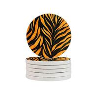 Set di 2 sottobicchieri zebrati con stampa tigre astratta, assorbenti, in diatomite, ad asciugatura rapida, per bevande, tazze rotonde per tavolo, bar, decorazione per la casa