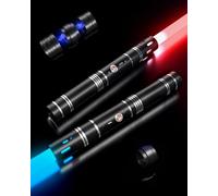 Set di 2 Spade Laser da duello 4 Effetti sonori & 20 Colori Spada Laser a Doppia Faccia Lama Vibrante Manico in Metallo per Bambini e Adulti (Sliver)