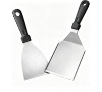 Set di 2 spatole per griglia in acciaio inox, 10 e 13 cm di larghezza, di alta qualità, non si piegano, per smash hamburger, teppanyaki, accessori per barbecue