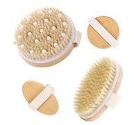 Set di 2 spazzole a secco per corpo + spazzola bagnata, con setole naturali, spazzola per doccia a secco, spazzola per massaggi, lipedema, cellulite, per drenaggio linfatico, per scrub