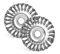 Set di 2 Spazzole Circolari,Ø125x22 mm Spazzola in Filo di Acciaio Smerigliatrice Angolare,Spazzola Circolare a Treccia, Spazzola a Disco,Con setole intrecciate,Per punte di smerigliatrice angolare