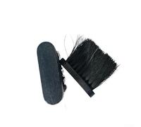 Set di 2 spazzole di ricambio per caminetto e stufa, manico in legno con setole morbide in palma di cocco, 11 x 3,5 x 9,5 cm, nero