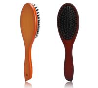 Set di 2 spazzole eleganti, spazzola per capelli di cinghiale, spazzola setole cinghiale in legno con setole di cinghiale per donne e uomini, capelli e barba, riduce la rottura e l'effetto crespo
